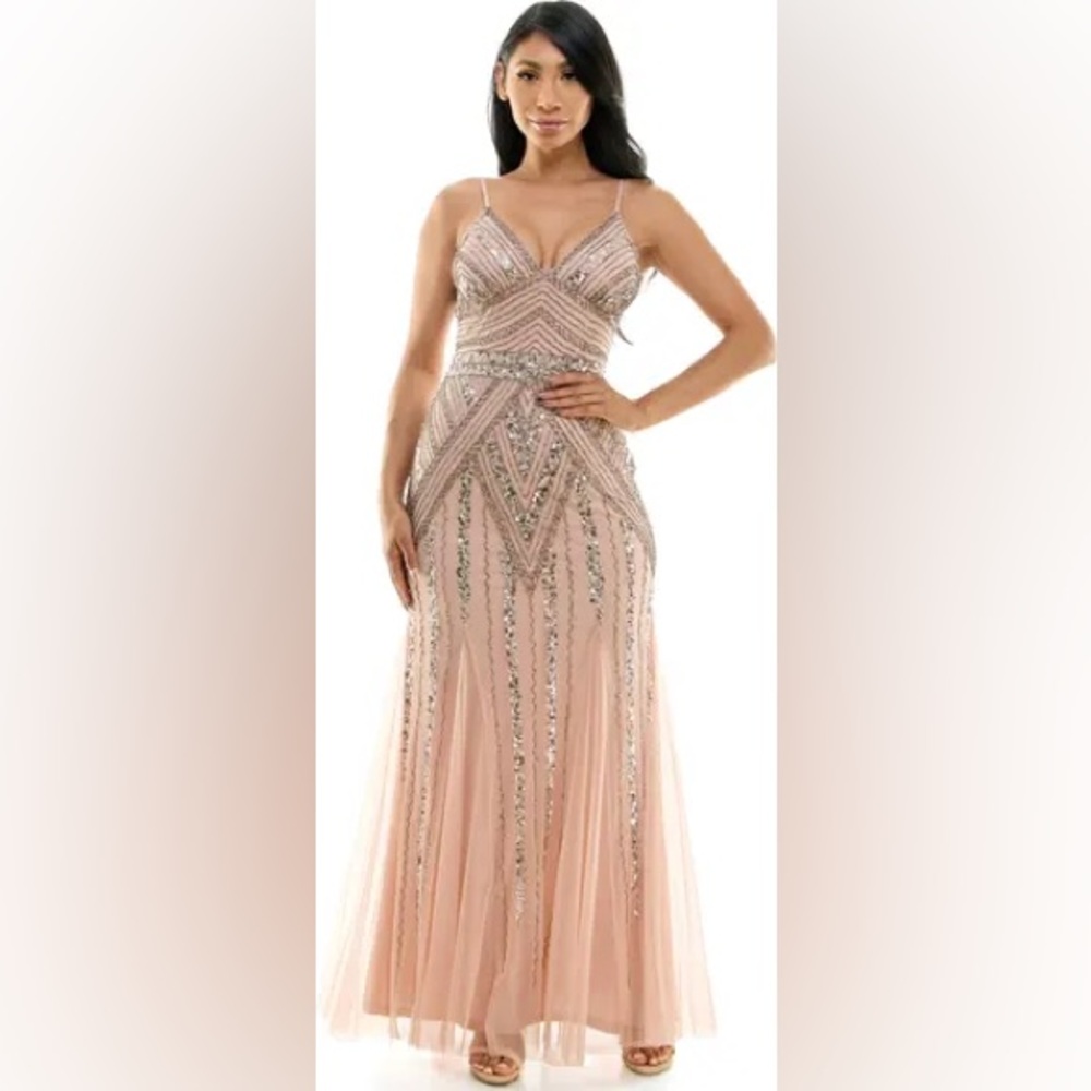 Jump Pink Sequin Embellished Prom Gown